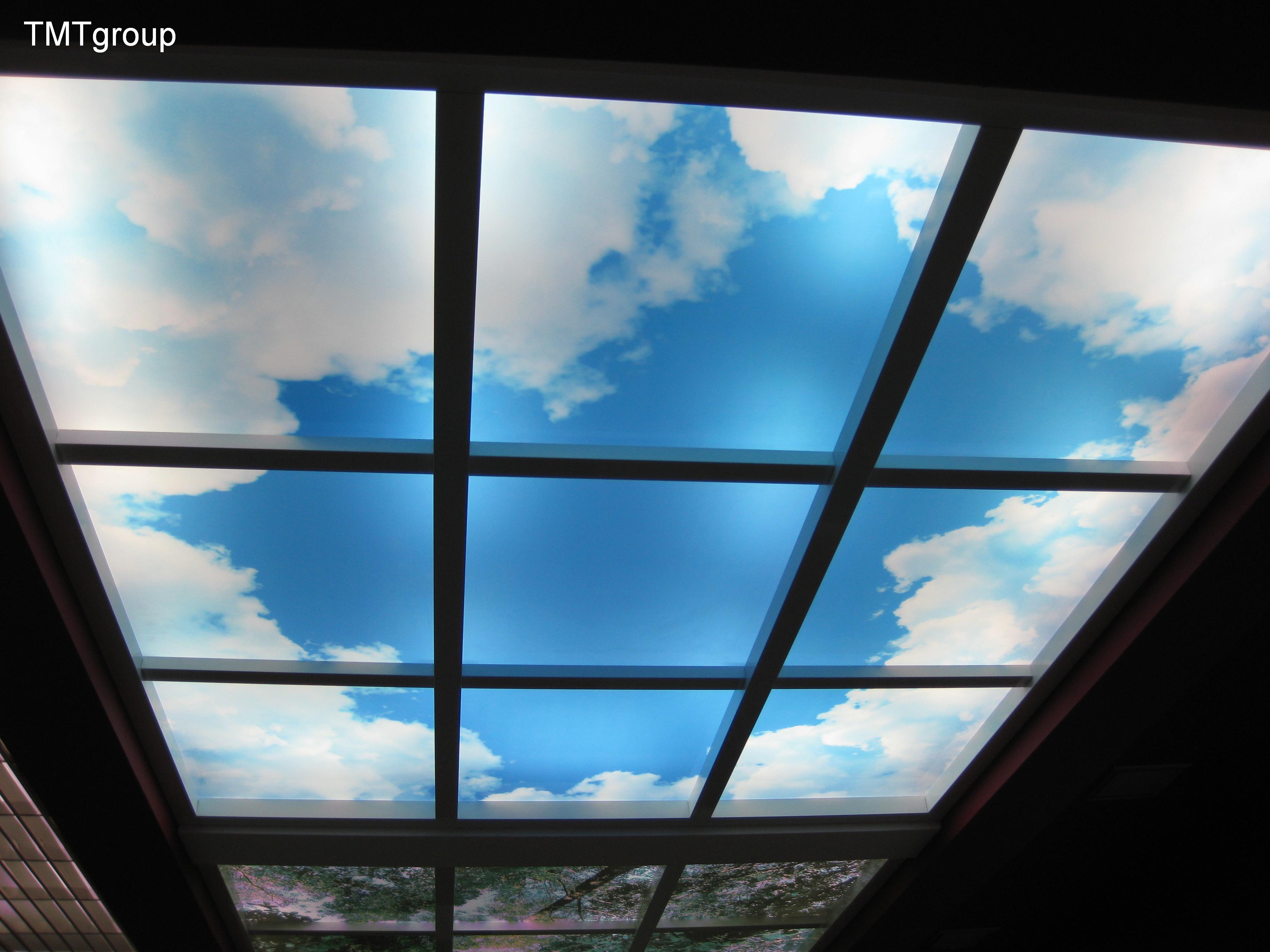 Стеклянные потолки с фотопечатью небо